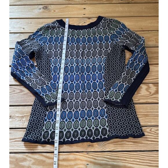 Nic + Zoe Patterned Pullover Sweater Size Medium Women’s Navy - Picture 5 of 7